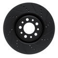 R1 2017-2025 Alfa Romeo Stelvio Front Right Drilled & Slotted Black Brake Rotor
