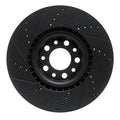 R1 2017-2025 Alfa Romeo Stelvio Front Right Drilled & Slotted Black Brake Rotor