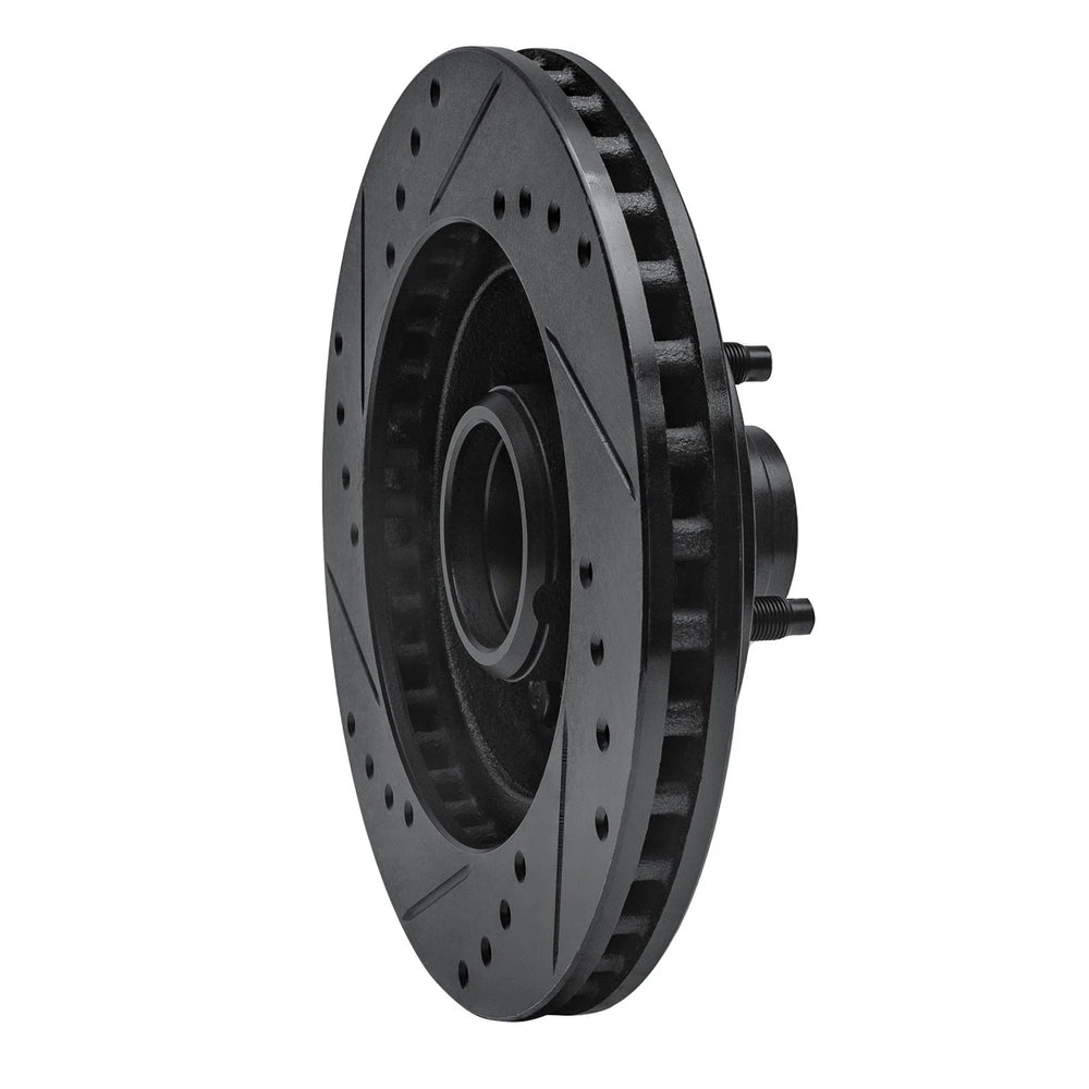 R1 87-93 Ford Mustang Front Right Drilled & Slotted Black Brake Rotor