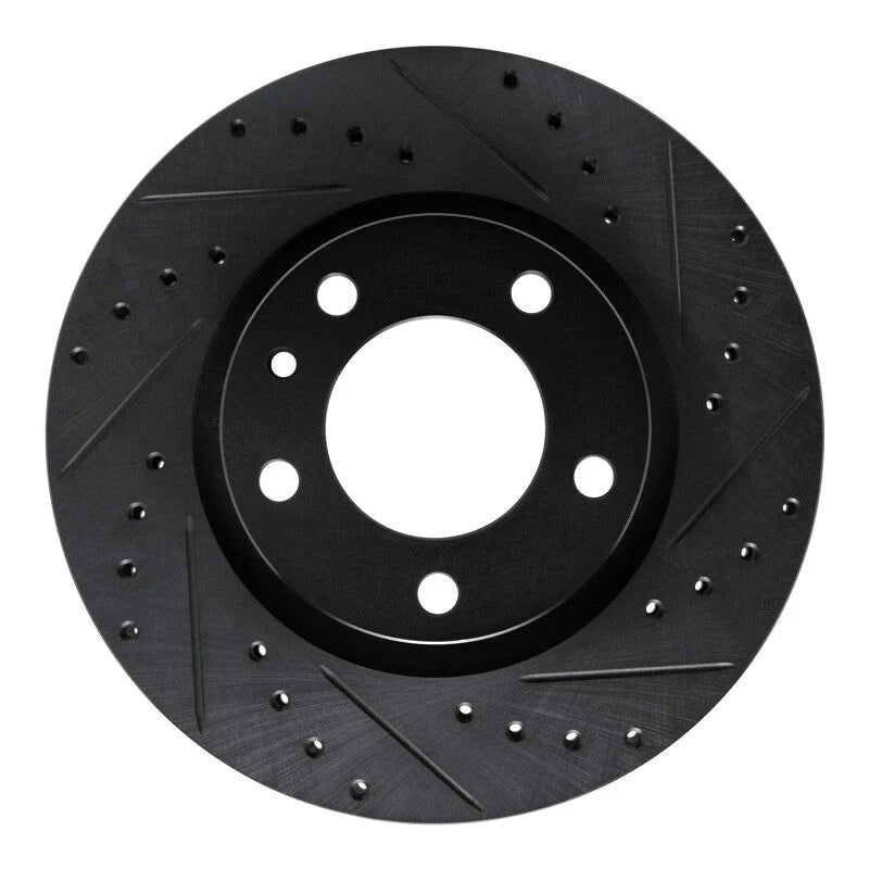 R1 87-88 BMW M6 Front Right Drilled & Slotted Black Brake Rotor