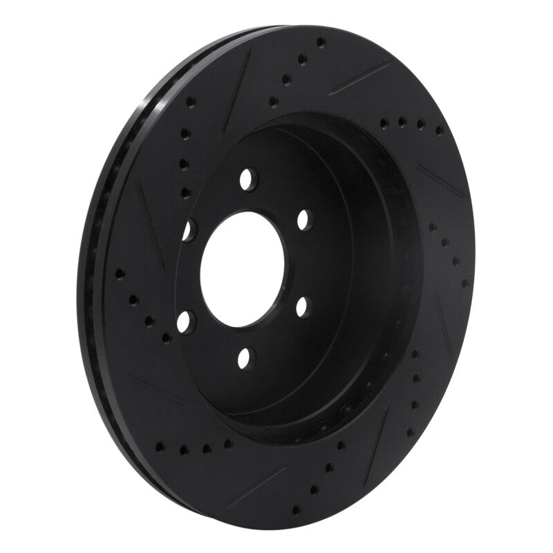 R1 03-04 Dodge Dakota 4WD Front Right Drilled & Slotted Black Brake Rotor