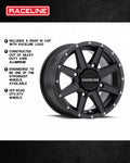 Raceline A92B Hostage 14x7in / 4x156 BP / 2+5 -47mm Offset / 83.8mm Bore - Satin Black Wheel