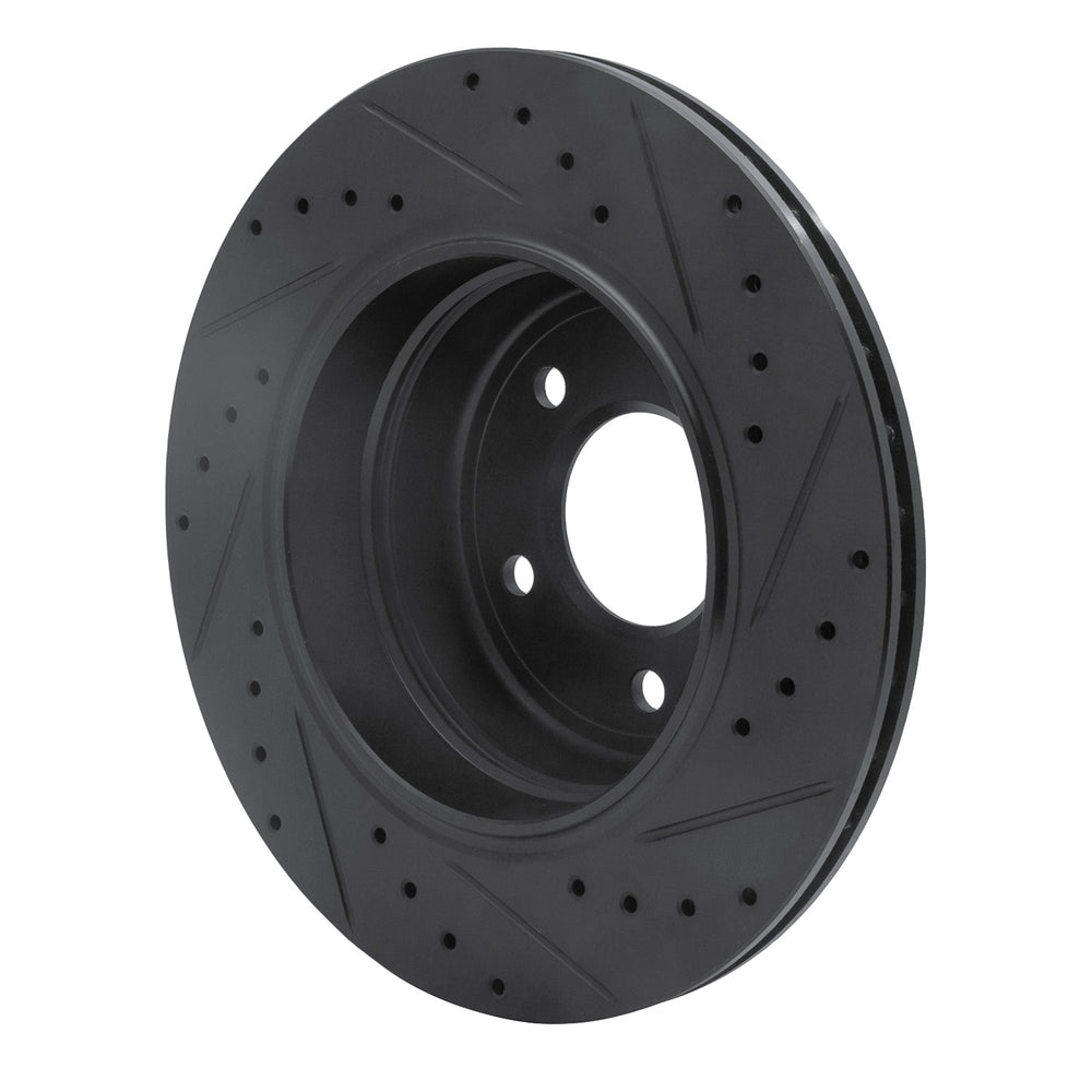 R1 06-10 BMW 528I xDrive Rear Left Drilled & Slotted Black Brake Rotor