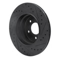 R1 06-10 BMW 528I xDrive Rear Left Drilled & Slotted Black Brake Rotor