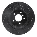 R1 06-10 BMW 528I xDrive Rear Left Drilled & Slotted Black Brake Rotor