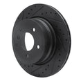 R1 06-10 BMW 528I xDrive Rear Left Drilled & Slotted Black Brake Rotor