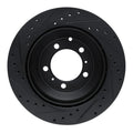 R1 -23 Porsche Cayenne Rear Right Drilled & Slotted Black Brake Rotor