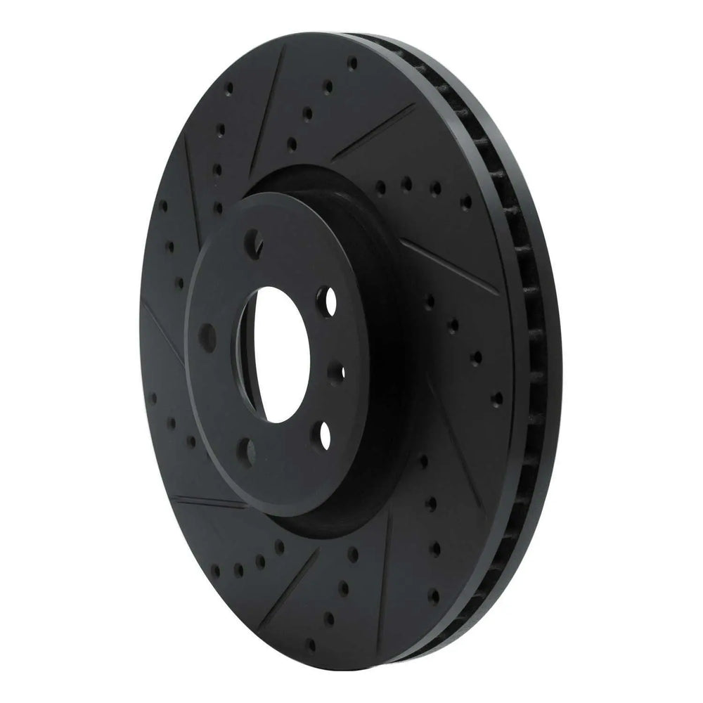 R1 2011-2017 Audi A4 Allroad Front Left Drilled & Slotted Black Brake Rotor