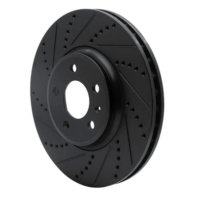 R1 08-12 Audi A4 FWD Front Left Drilled Black Brake Rotor