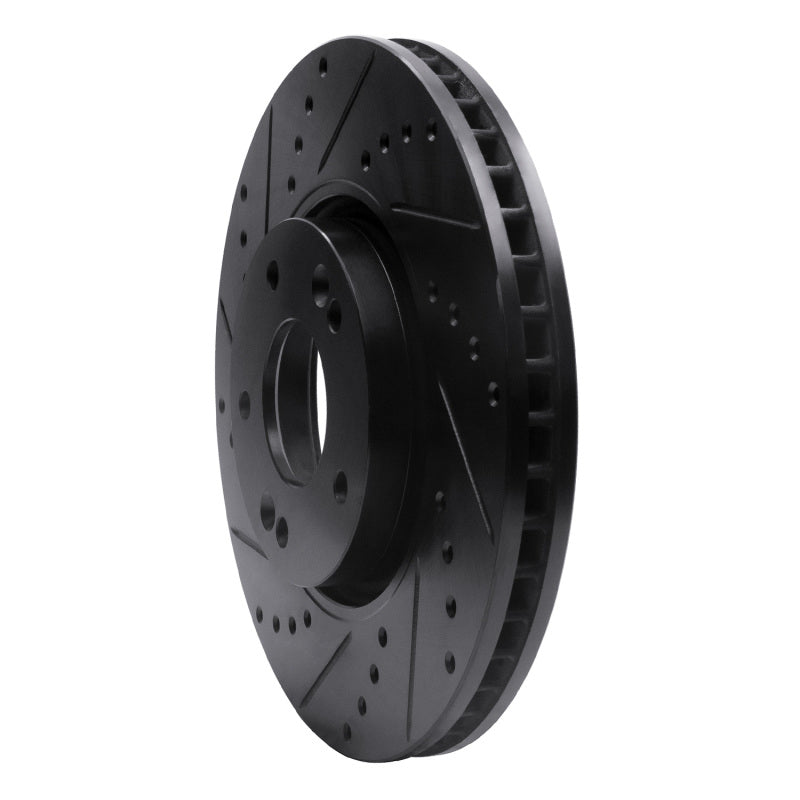 R1 15-19 Kia Soul EV Front Left Drilled & Slotted Black Brake Rotor