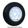 ST175/80R13 MOUNTED ON WHITE SPOKE 13X4.5 4X4 LOAD RATING: C 6PLY RATED 1360 LBS