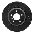 R1 04-10 BMW 535I Rear Left Drilled & Slotted Black Brake Rotor