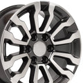 18 IN REPLICA WHEEL CV35 FITS GMC SIERRA RIM 18X8.5 GUNMETAL MACHINED WHEEL