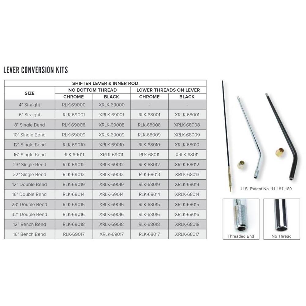 BLK 12IN DBL BEND REPLACEMENT LEVER KIT COMPRESSION STYLE