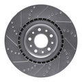 R1 14-19 Fiat 500L Front Right Drilled & Slotted Black Brake Rotor