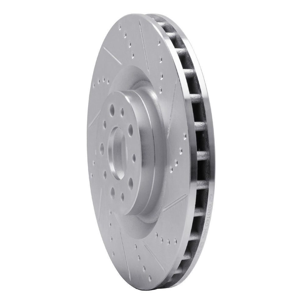 R1 14-19 Fiat 500L Front Right Drilled & Slotted Black Brake Rotor