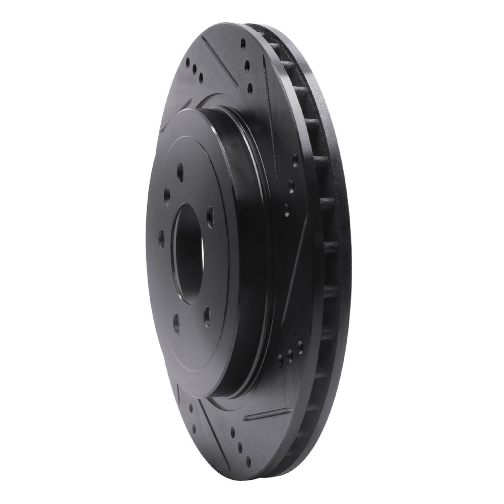 R1 05-11 Cadillac CTS Rear Right Drilled & Slotted Black Brake Rotor