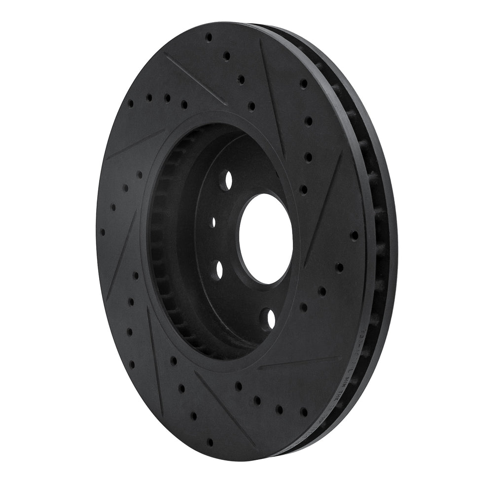 R1 2008-2014 Cadillac CTS Front Left Drilled & Slotted Black Brake Rotor