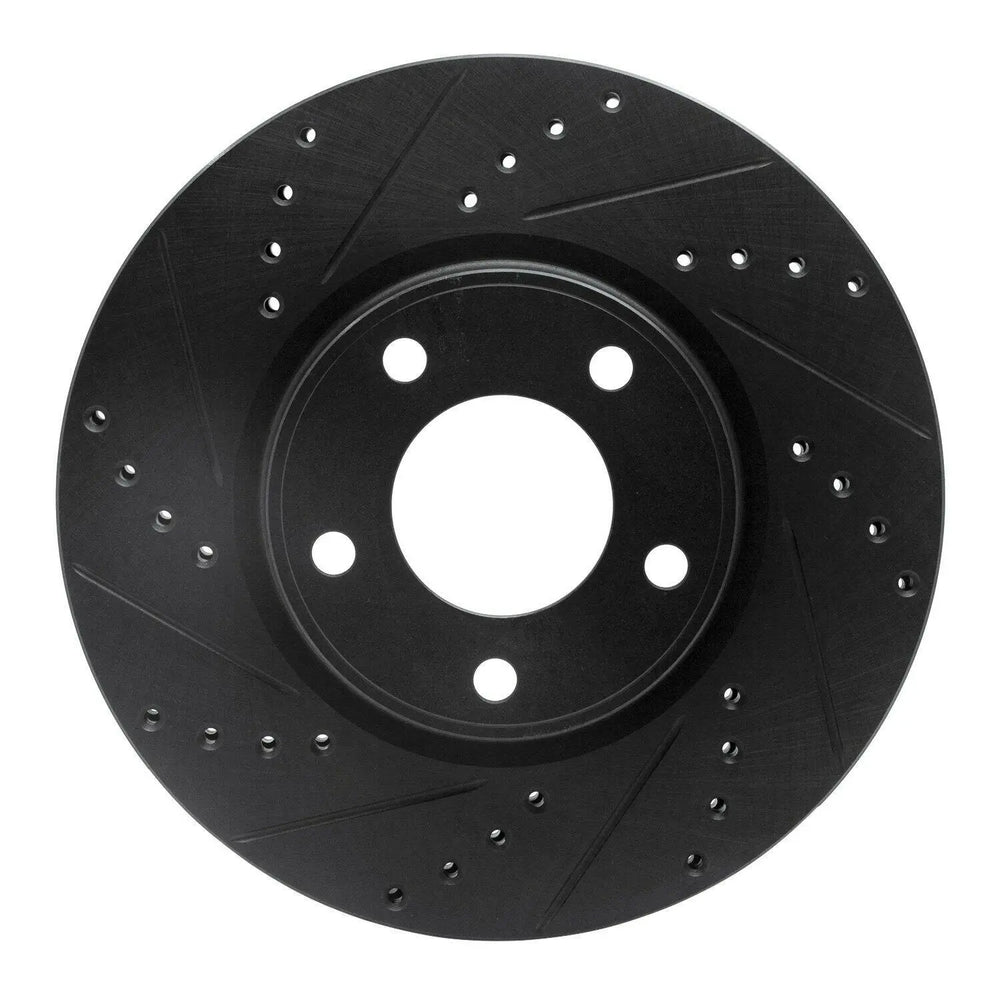 R1 07-08 Lincoln Mkx Front Left Drilled & Slotted Black Brake Rotor