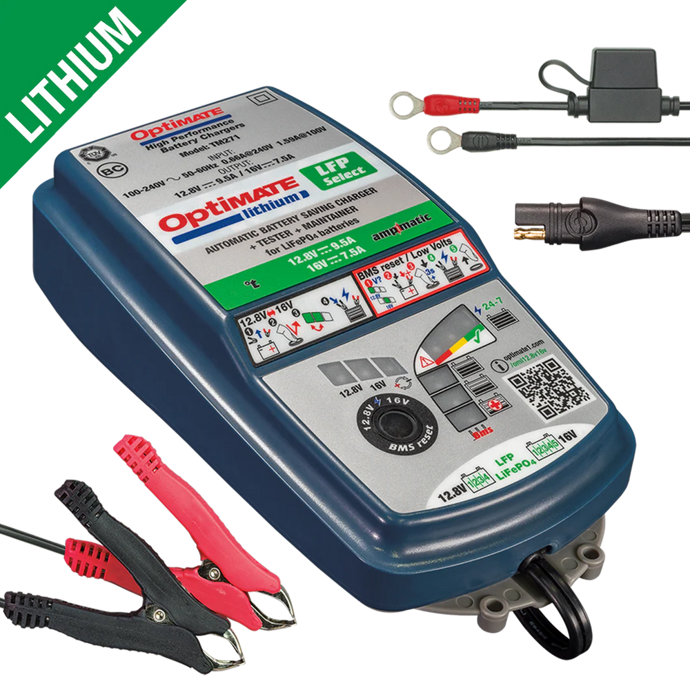 OPTIMATE LITHIUM LFP SELECT (V2) 10STEP BATTERY SAVING TEST & MAINTAIN W/ 2 VOLTAGES & BMS RESET