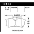 Hawk 00-07 Ford Focus HT-10 Race Rear Brake Pads