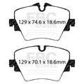 EBC 2017+ Mini Cooper Countryman (F60) 1.5L Turbo Redstuff Front Brake Pads