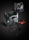 The Schumacher Electric 1200A Peak Portable Power Station JUMP STARTER + AC/12V/USB POWER + AIR COMPRESSOR + INFLATOR FOR TAILGATING CAMPING AND EMERGENCY POWERWorks with V8 engines