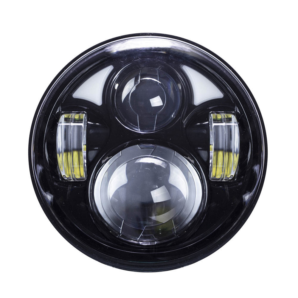 5.6IN ROUND MOTORCYCLE HEADLIGHTS WITH BLACK FACE AND PARTIAL HALO