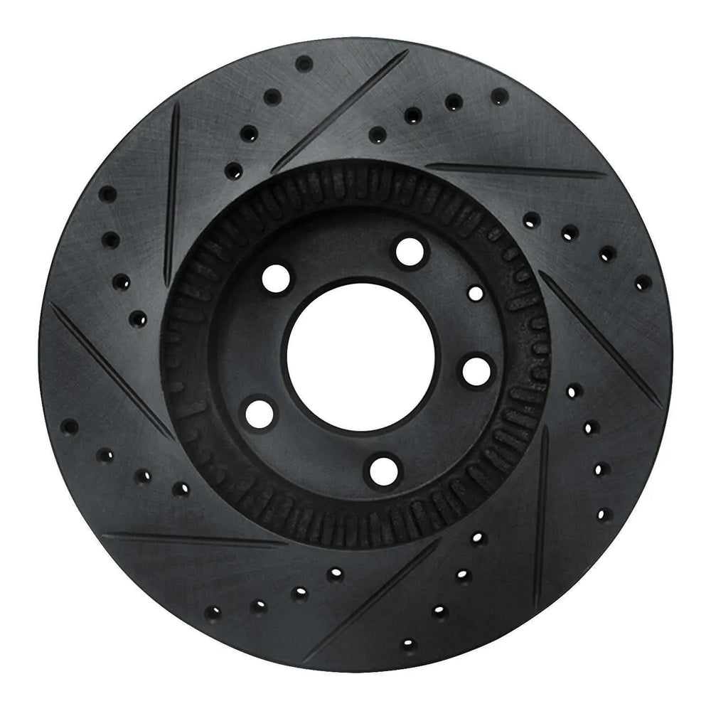 R1 01-02 Mazda Millenia Front Right Drilled & Slotted Black Brake Rotor