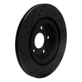 R1 06-08 Jaguar S-Type Rear Right Drilled & Slotted Black Brake Rotor