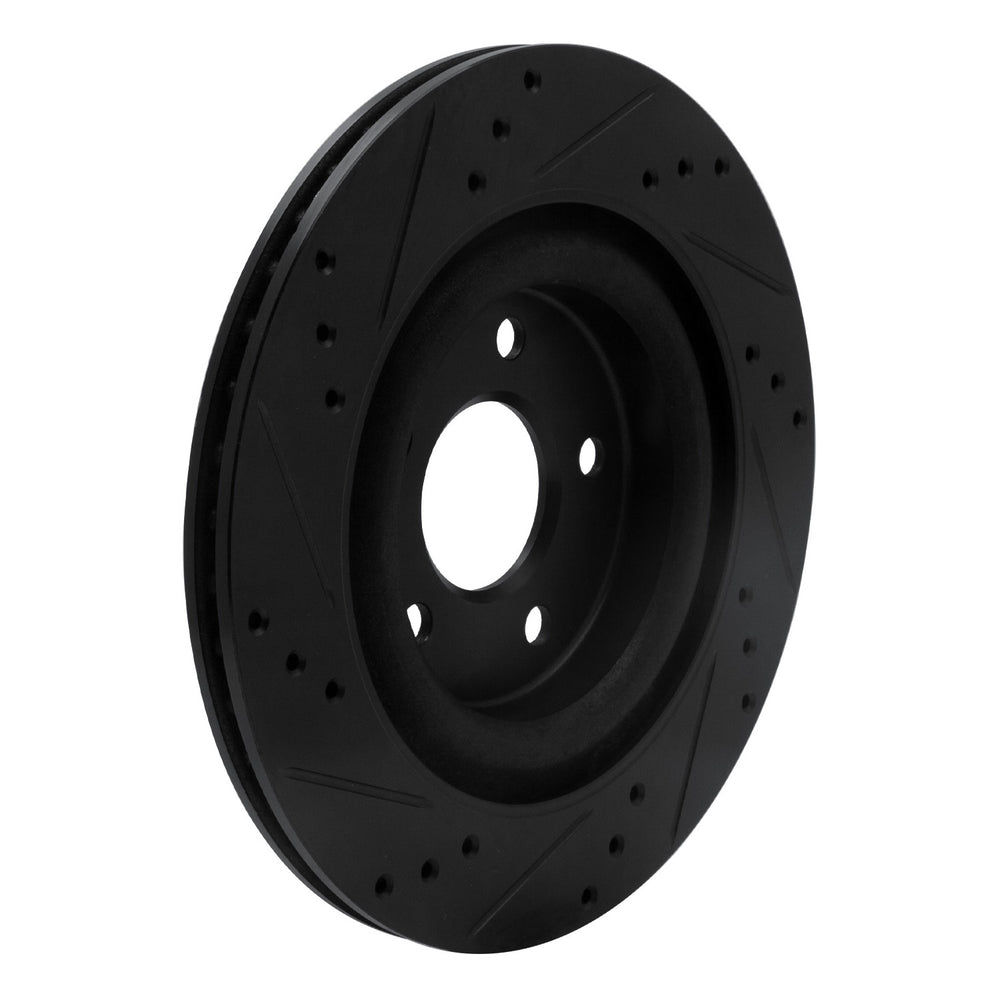 R1 06-08 Jaguar S-Type Rear Right Drilled & Slotted Black Brake Rotor