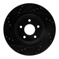 R1 06-08 Jaguar S-Type Rear Right Drilled & Slotted Black Brake Rotor