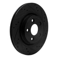 R1 06-08 Jaguar S-Type Rear Right Drilled & Slotted Black Brake Rotor