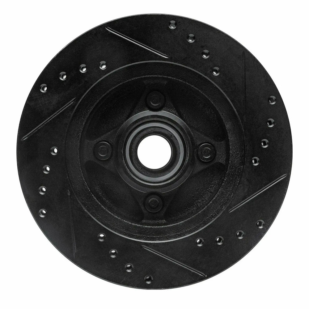 R1 87-93 Ford Mustang Front Left Drilled Black Brake Rotor