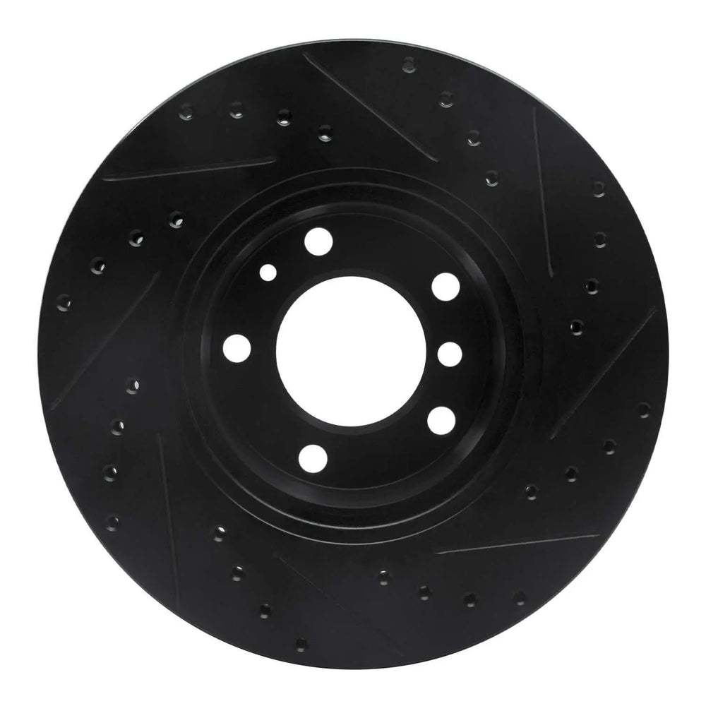 R1 87-95 BMW 540I Front Left Drilled & Slotted Black Brake Rotor