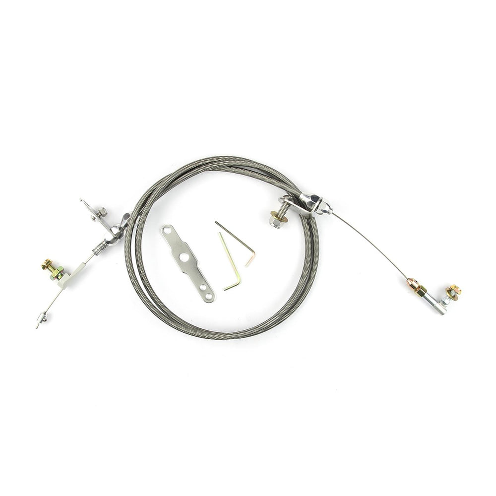 48IN HITECH STAINLESS HOUSING POWERGLIDE BLOWER DRIVE KICKDOWN CABLE W/ POLISH