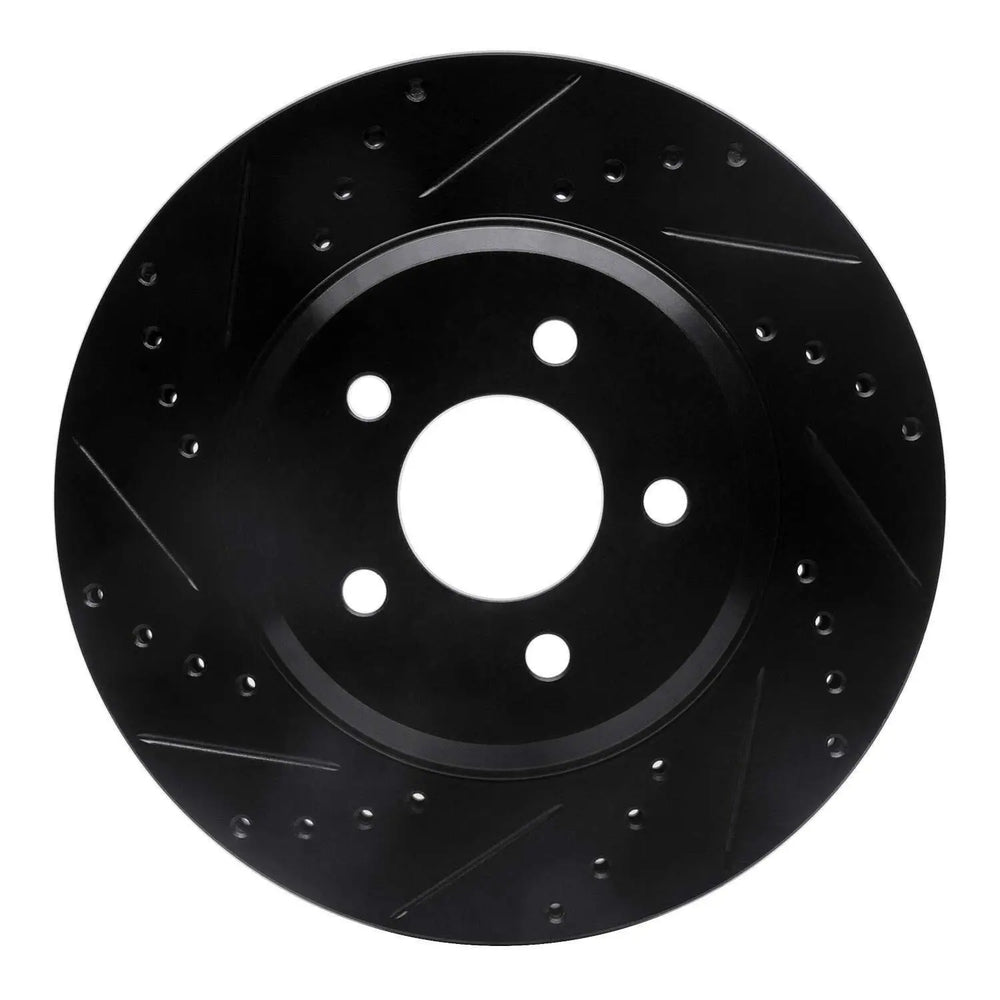 R1 05-14 Ford Mustang Front Left Drilled Black Brake Rotor
