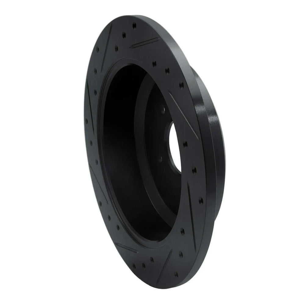 R1 07-12 Hyundai Veracruz Rear Right Drilled & Slotted Black Brake Rotor