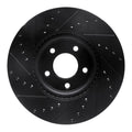 R1 07-13 Mazda 3 Front Right Drilled & Slotted Black Brake Rotor
