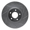 R1 07-13 Mazda 3 Front Right Drilled & Slotted Black Brake Rotor
