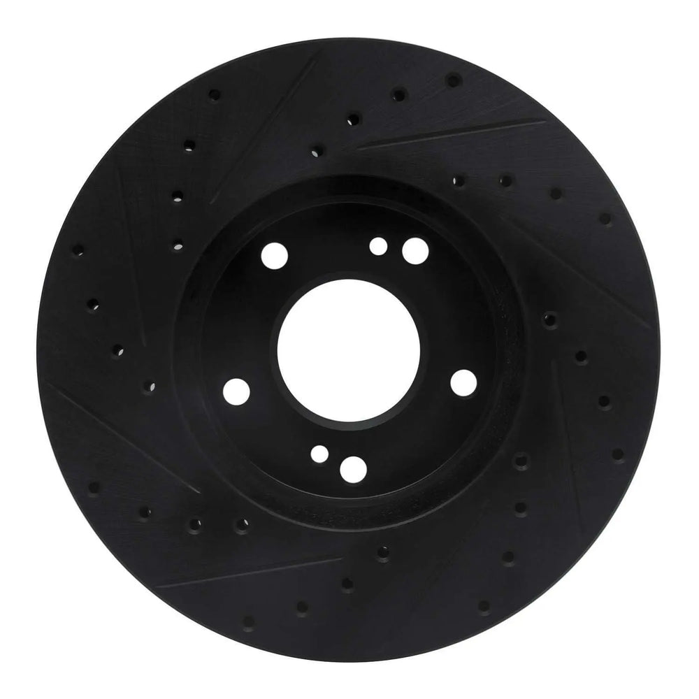 R1 90-97 Infiniti Q45 Front Right Drilled & Slotted Black Brake Rotor
