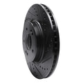 R1 18-23 Genesis G70 Front Right Drilled & Slotted Black Brake Rotor