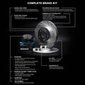 R1 17-24 Jeep Compass Rear Drilled & Slotted Silver Brake Rotor Set w/Ceramic Pads and Hardware