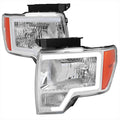 LED BAR HEADLIGHTS WITH CHROME HOUSING AND CLEAR LENS AMBER REFLECTOR - USES STOCK H13 BULBS