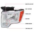 LED BAR HEADLIGHTS WITH CHROME HOUSING AND CLEAR LENS AMBER REFLECTOR - USES STOCK H13 BULBS