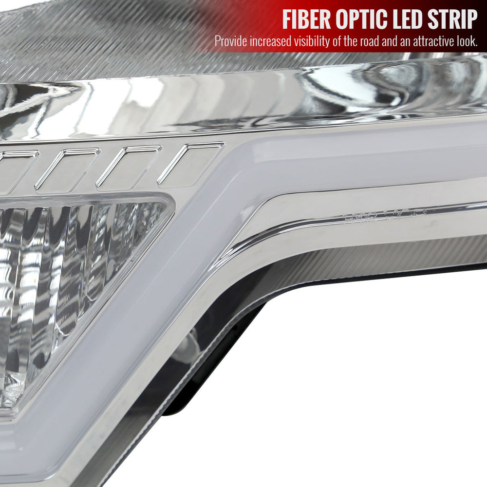 LED BAR HEADLIGHTS WITH CHROME HOUSING AND CLEAR LENS AMBER REFLECTOR - USES STOCK H13 BULBS