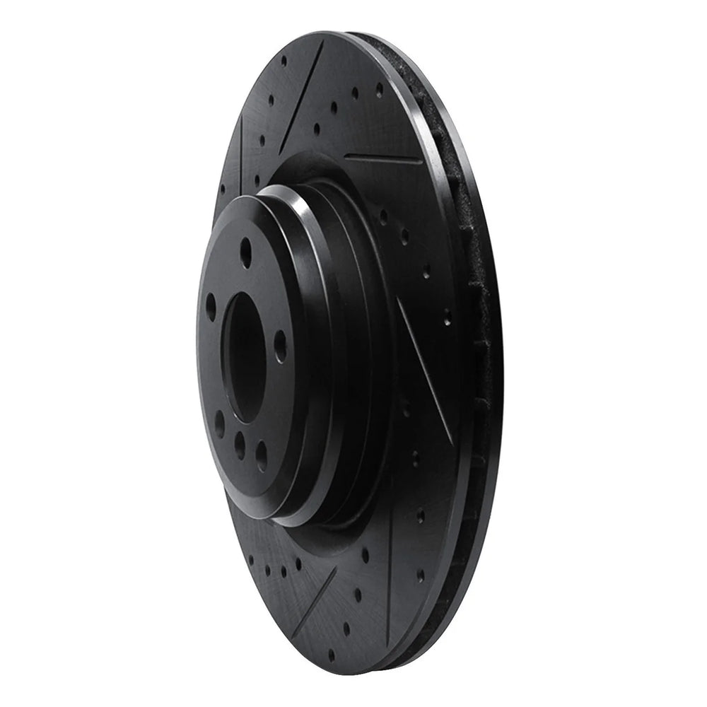 R1 09-19 BMW 550i GT Rear Left Drilled Black Brake Rotor