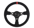 13in Red Stripe Race Steering Wheel Suede