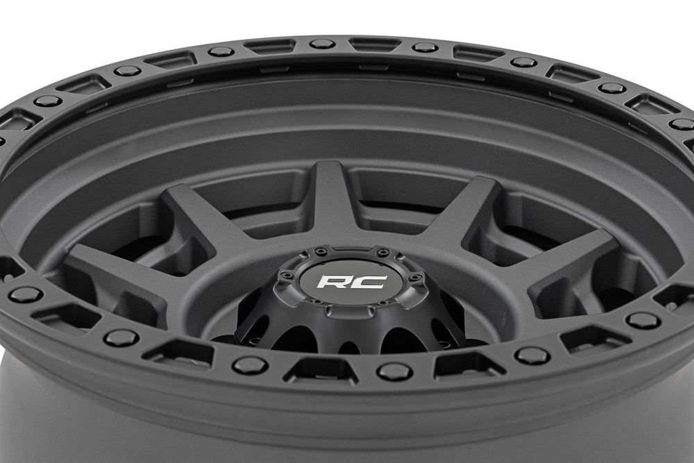 Rough Country 85 Series Wheel Simulated Beadlock Gunmetal Gray/Black 17x9 6x5.5 -18mm
