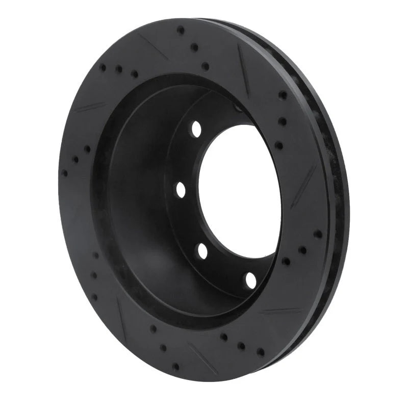 R1 99-05 Ford F-250 2WD (Super Duty) Rear Left Drilled & Slotted Black Brake Rotor